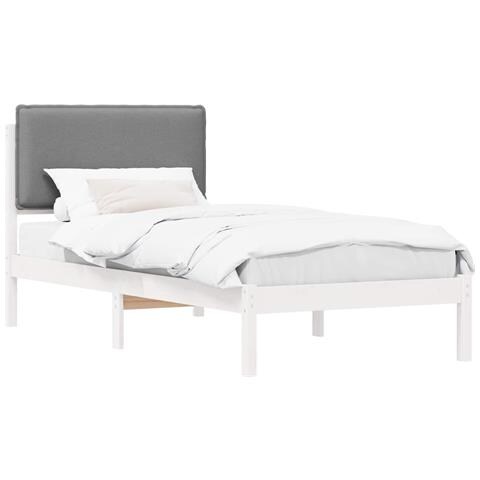 Letto con Testiera Rivestita Grigio chiaro 75 x 190 cm - Foto 1