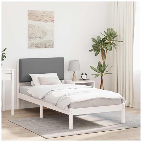 Letto con Testiera Rivestita Grigio chiaro 75 x 190 cm - Foto 2