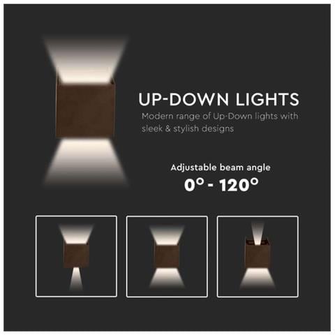 Lampada LED da Muro Quadrata Doppio LED COB 11W 140LM /W Colore Corten Satinato Fascio Luminoso Regolabile 3000K IP65, colore Corten - Foto 2