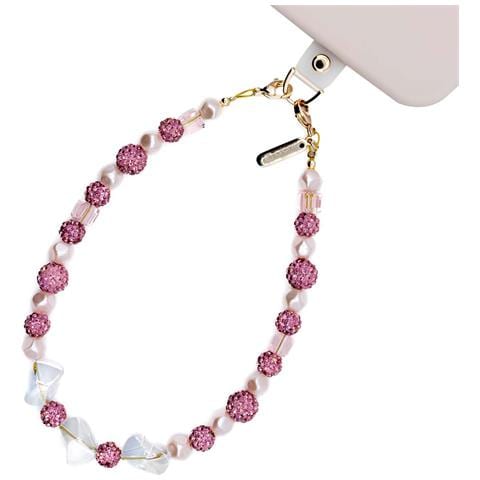 Cinturino Per Telefono Con Perle Rosa E Cristalli Ultra Eleganti, Rosa - Foto 1