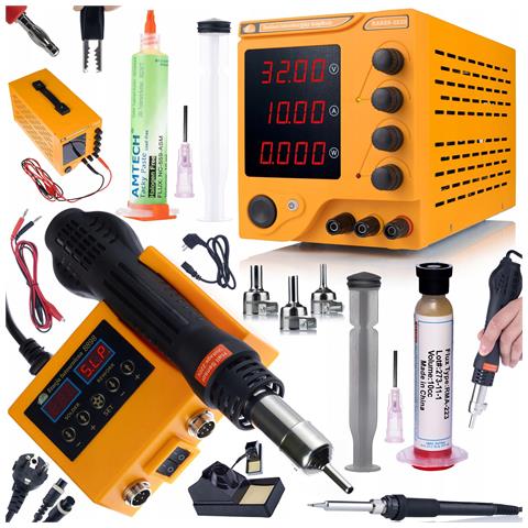 Zasilatore Da Laboratorio Amprush Rares-3210 32v 10a + Stazione Saldante 2in1 Orange Husky Oh660 | Precisione E Sicurezza | Set Per Elettronica - Foto 1