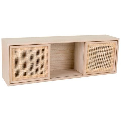 Scaffale Da Muro In Legno Marrone E Griglia 81x17,5x26h - Foto 1