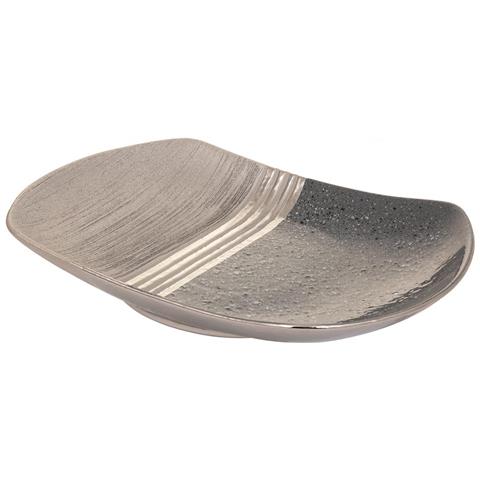 Centrotavola In Ceramica Argento 38x26,5x5,5h - Foto 1