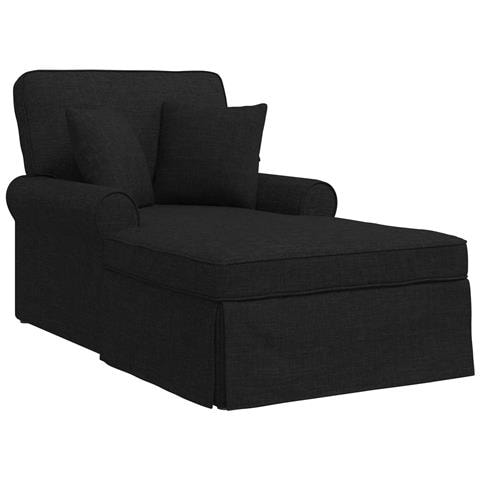 Chaise Longe con Gonna con cuscino 3 pcs Nero Tessuto - Foto 1