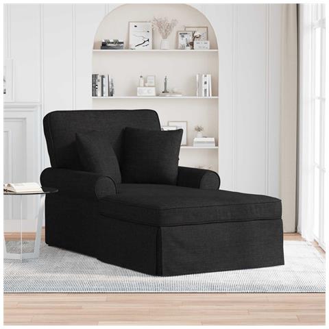 Chaise Longe con Gonna con cuscino 3 pcs Nero Tessuto - Foto 2