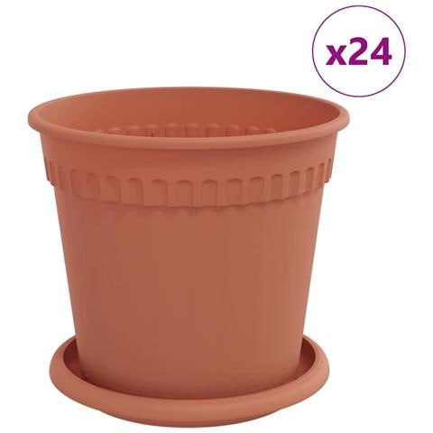Vasi per Piante 24 pcs Rosso Mattone Ø 17 x 14 cm Plastica - Foto 1