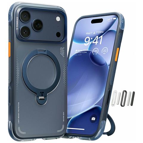 Cover per iPhone 17 Pro Max - TPU+PC, Blu, Antiurto - Foto 1