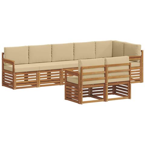 Set divani 8 pcs Naturale e Beige Legno di Acacia Massello - Foto 1