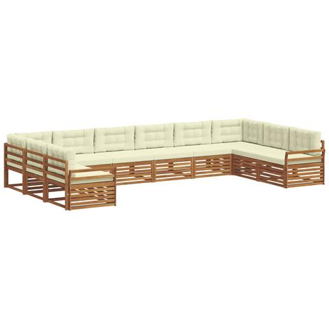 Set divani 10 pcs Naturale e Crema Legno di Acacia Massello - Foto 1