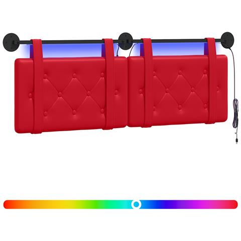 Testiera sospesa Con luce LED Rosso Similpelle - Foto 1