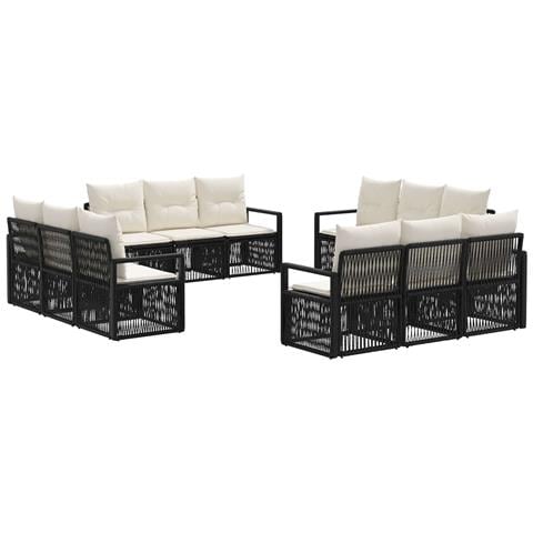 Set Divano da Giardino 12 pcs Nero polyrattan - Foto 1