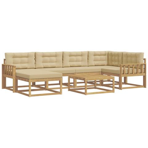 Set di divani da esterno 7 pcs Bianco e Beige - Foto 1