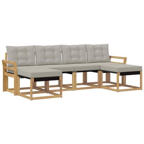 Set di divani da esterno 6 pcs Bianco e Grigio Chiaro - Foto 1