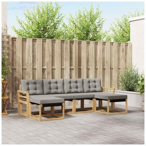 Set di divani da esterno 6 pcs Bianco e Grigio Chiaro - Foto 2