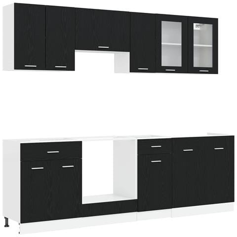 Unità Cucina Lyon 8 pcs Rovere Nero Legno multistrato - Foto 1