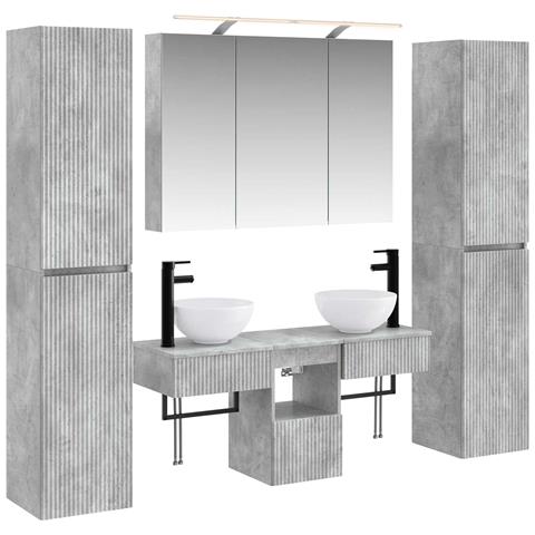 Set di mobili per il bagno 6 pcs Grigio Cemento - Foto 1