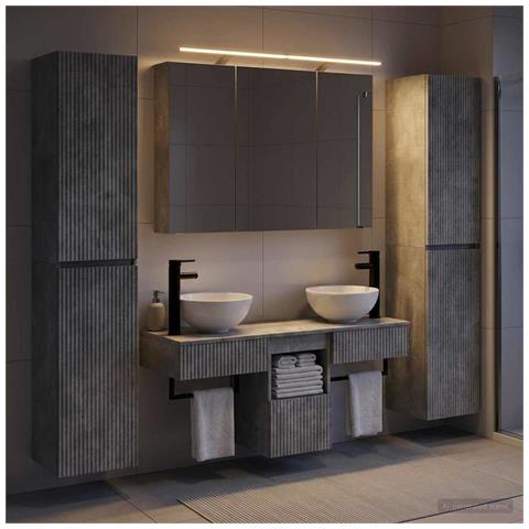 Set di mobili per il bagno 6 pcs Grigio Cemento - Foto 2