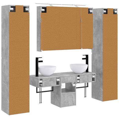 Set di mobili per il bagno 6 pcs Grigio Cemento - Foto 9