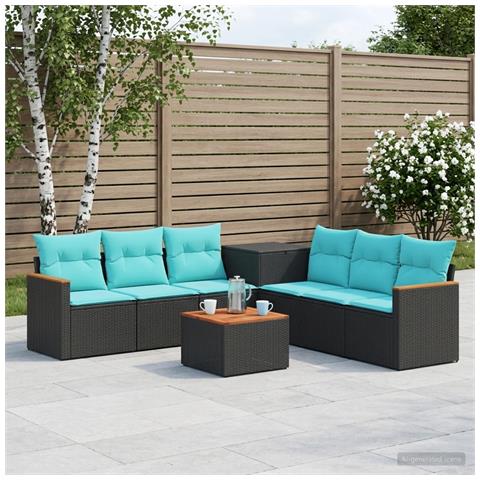 Set di divani 8 pz Nero e Blu Rattan sintetico e Acciaio - Foto 10