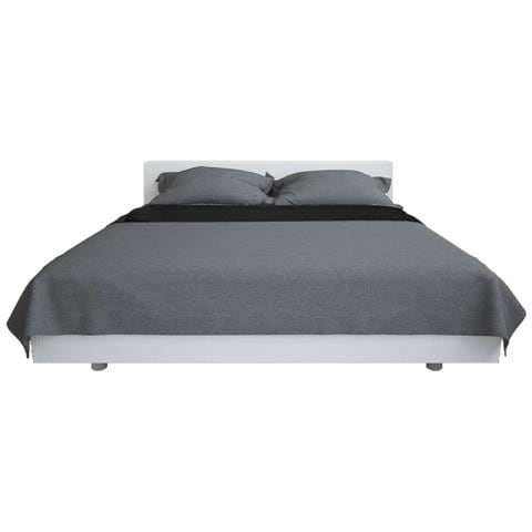 Copriletto Double-face Trapuntato 230x260 Cm Grigio E Nero - Foto 2