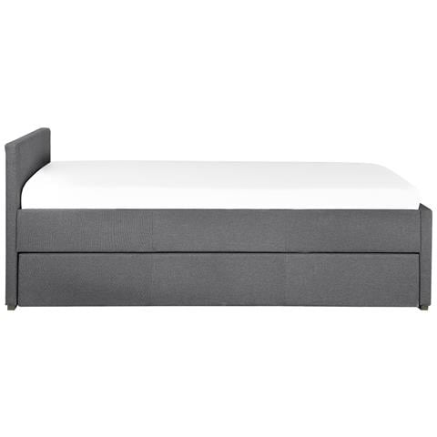Letto Singolo Con Letto Estraibile In Tessuto Grigio Scuro 80x200 Cm Marmande - Foto 15