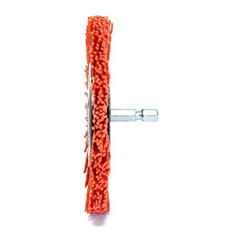 S R Nylon - Disco Pennello Spazzola Wire Punta Elicoidale 100 Mm Albero Esagonale 14 (635 Mm) Con Aggressivo Nylon Fili Per La Pulizia E La Lucidatura Legno E Metallo - Foto 2