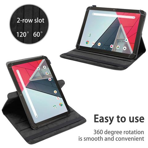 Custodia Per Tablet Compatibile Con Trekstor Surftab Y10 (10.1 Zoll) In Nero - Coperchio Protettivo A 360 Gradi Fatto Di Finta Pelle Con Funzione Di Stand E Banda Elastica - Foto 2