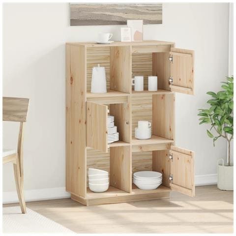 Credenza 74x35x117 cm in Legno Massello di Pino - Foto 10