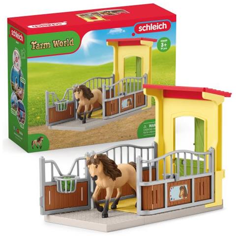 Schleich Farm World 42609 Set Da Gioco (schleich Farm World Pony Box With Iceland Pony Stallion Toy Playset, 3 To 8 Year - Foto 1