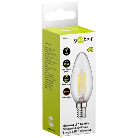 Lampadina Led Candela E14 Bianco Caldo 6w Filamento Classe C - Foto 2