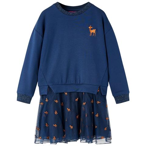 Abito Da Bambina A Maniche Lunghe Blu Marino 104 - Foto 1