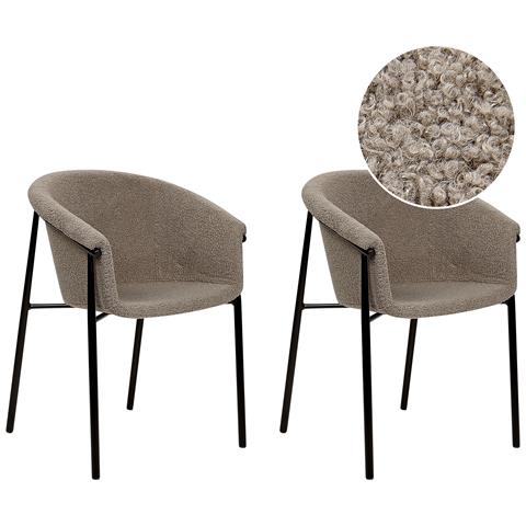 Set Di 2 Sedie Da Pranzo Bouclé Tortora Ames - Foto 2