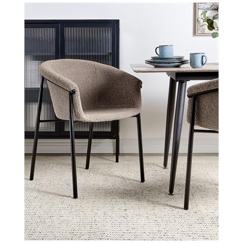 Set Di 2 Sedie Da Pranzo Bouclé Tortora Ames - Foto 1