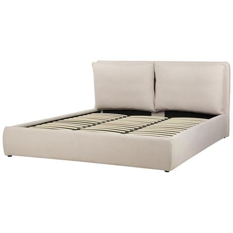 Letto Matrimoniale Contenitore Tessuto Beige Chiaro 180 X 200 Cm Bajonna - Foto 2