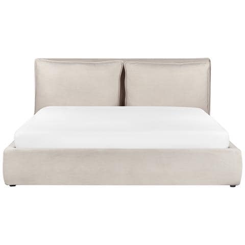 Letto Matrimoniale Contenitore Tessuto Beige Chiaro 180 X 200 Cm Bajonna - Foto 8