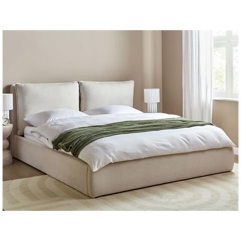 Letto Matrimoniale Contenitore Tessuto Beige Chiaro 180 X 200 Cm Bajonna - Foto 1