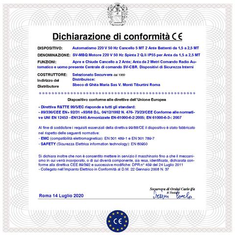 Apricancello 5 Metri 2 Ante Da 2,5 Mt Kit 2 Motori Elettromeccanici 230 V Corsa 400 Mm Spinta 2 Q.li Sblocco Staffe Pe - Foto 5