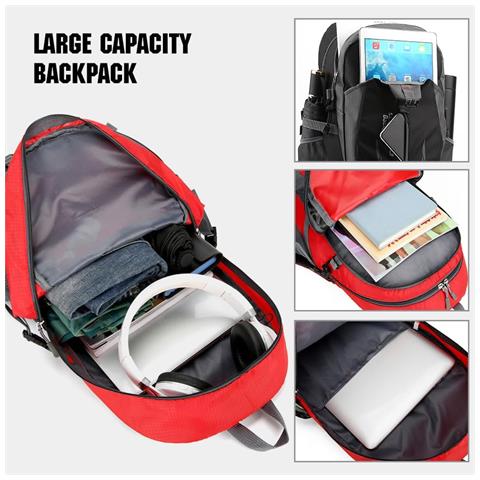 Red Zaino Da Escursionismo 40l Impermeabile Leggero Escursionismo Trekking Daypack Zaino Da Viaggio Per Uomo Donna - Foto 2
