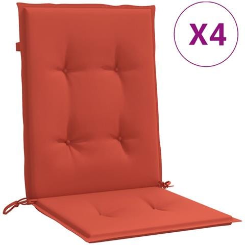 Cuscini Sedia Schiena Bassa 4 Pz Rosso Mélange 100x50x4 Tessuto - Foto 2
