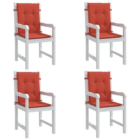 Cuscini Sedia Schiena Bassa 4 Pz Rosso Mélange 100x50x4 Tessuto - Foto 1