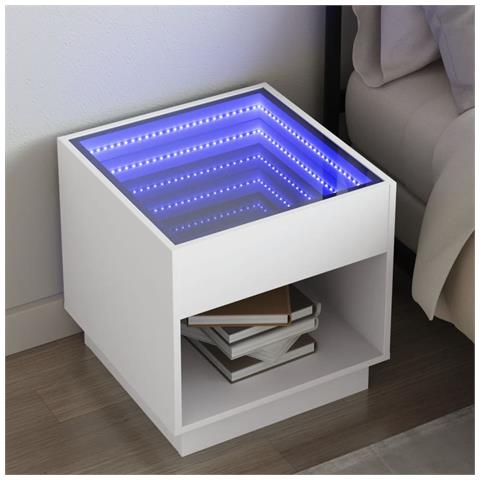 Comodino Con Led Infinity Bianco 50x50x50 Cm - Foto 1