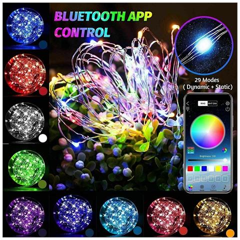 Luci Di Natale 100 Led 10mt Decorazioni Natalizie Telecomando App Bluetooth - Foto 2