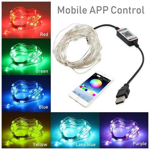 Luci Di Natale 100 Led 10mt Decorazioni Natalizie Telecomando App Bluetooth - Foto 5