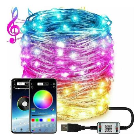 Luci Di Natale 100 Led 10mt Decorazioni Natalizie Telecomando App Bluetooth - Foto 1