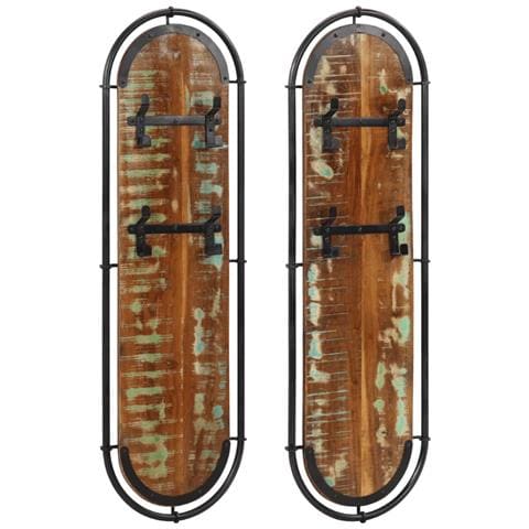 Appendiabiti Da Parete Con 4 Ganci 2pz Legno Massello Recupero - Foto 1
