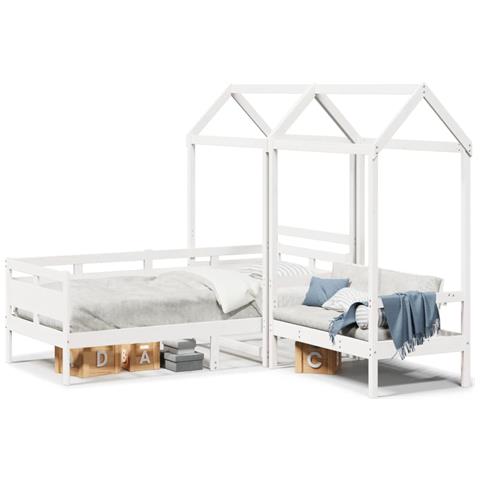 Set Dormeuse e Panca con Tetto Bianco 80x200cm Massello Pino - Foto 1