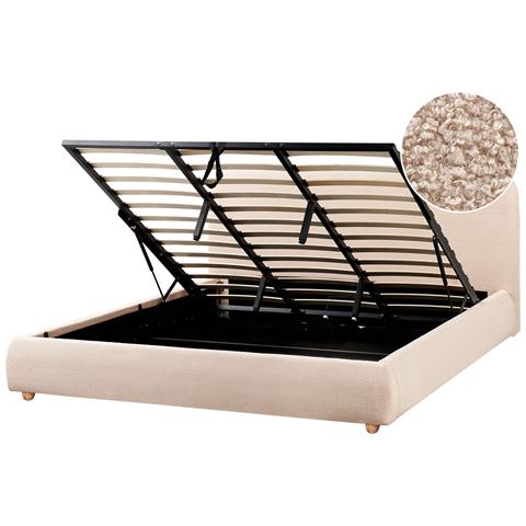 Letto Contenitore Bouclé Blagnac 180 X 200 Cm Beige - Foto 2