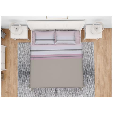 Completo Lenzuola Letto In 100% Cotone Made Italy Disegno Scia Singolo Rosa - Foto 1
