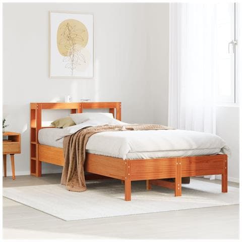 Letto Senza Materasso Marrone Cera 120x190 Cm In Legno Di Pino - Foto 1