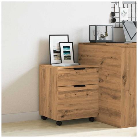 Schedario Con Ruote Rovere 45x38x54 Cm Legno Multistrato - Foto 3